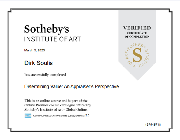 Sotheby's art appraisal certification Sotheby's art appraisal certification